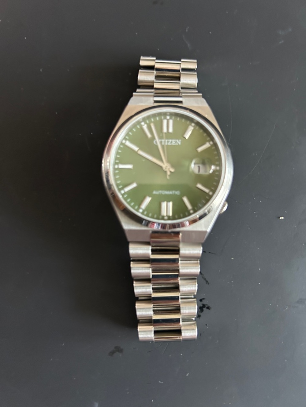 Citizen Silver Bracelet Watch with Green Dial